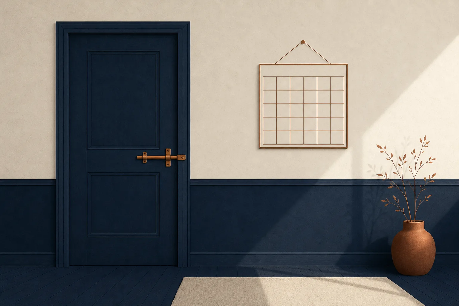 A bolted door and a blank calendar grid — self-exclusion for a chosen period